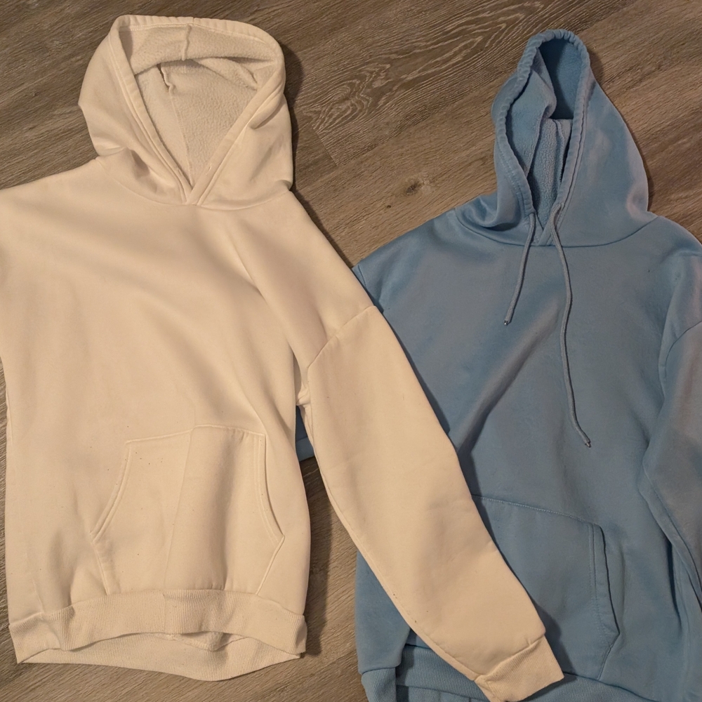 Women/ Teen White and Blue Hoodies